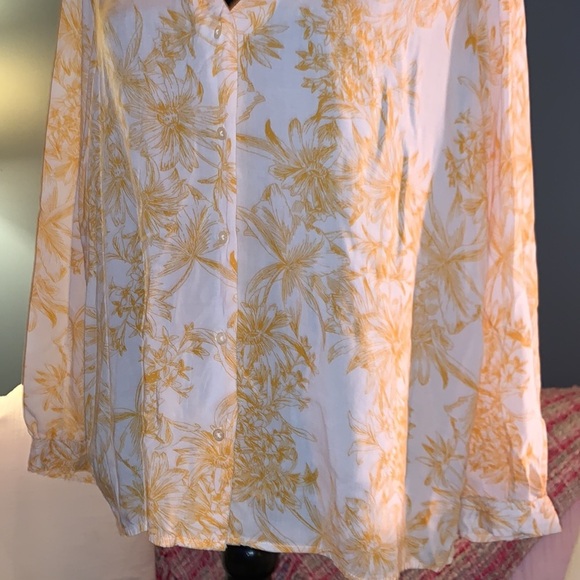 Gap Size XL Floral Boho V Neckline Long Sleeve Blouse - Picture 3 of 11